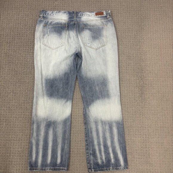 Ecko Unltd Jeans 40X31 Relaxed Fit Straight Leg Mid Rise Distressed Stone Wash - Picture 2 of 16